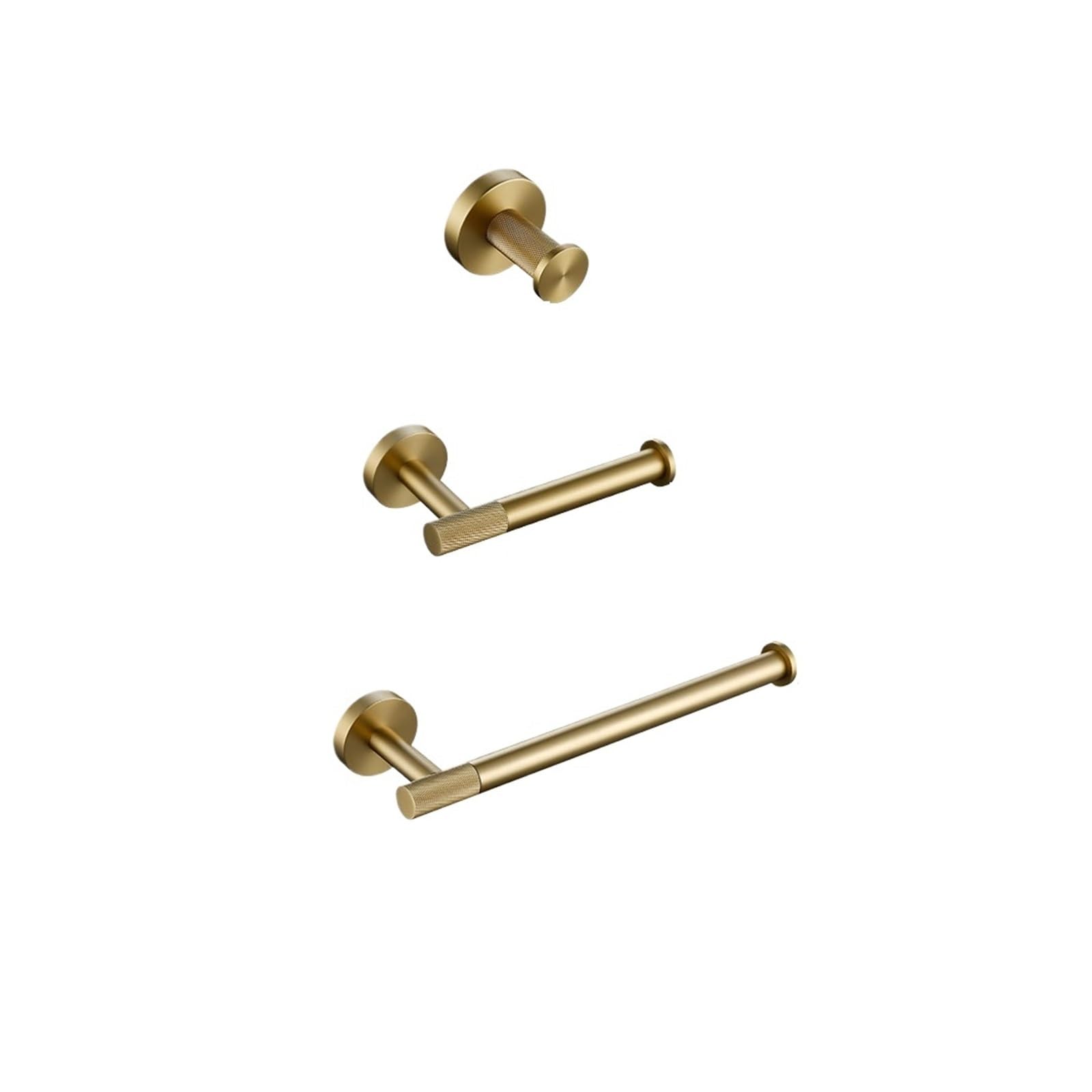 Bathroom Hardware Bathroom Hardware Accessories Set Brushed Gold Knurled Brass Kit Towel Bar Robe Hook Paper Holder Towel Toilet Brush Fashionable(Towel Ring)