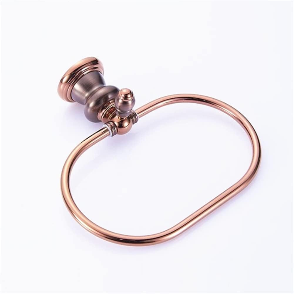 LSLYTQ Fashion Copper Brown Bronze Rose Gold Bathroom Towel Ring, European Antique Towel Holder Hanger