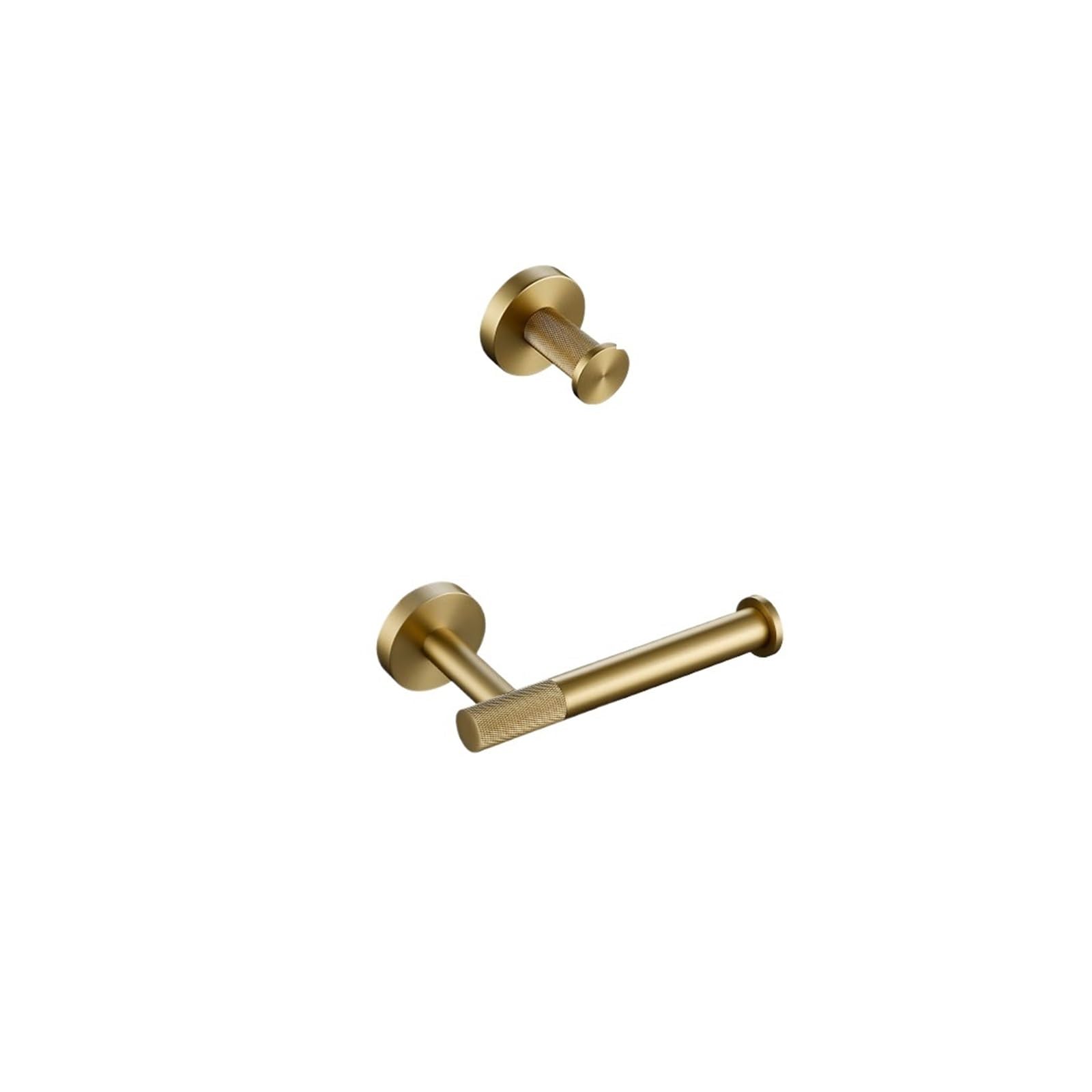 Bathroom Hardware Bathroom Hardware Accessories Set Brushed Gold Knurled Brass Kit Towel Bar Robe Hook Paper Holder Towel Toilet Brush Fashionable(Towel Ring)