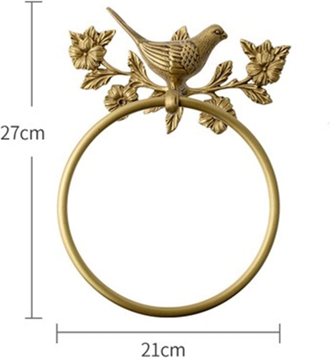 Towel Rings Brass 1-piece Bath Towel Set, Bird Towel Ring, Carved Toilet Paper Holder, Creative Towel Bar, 18 Inch Bathroom Accessories