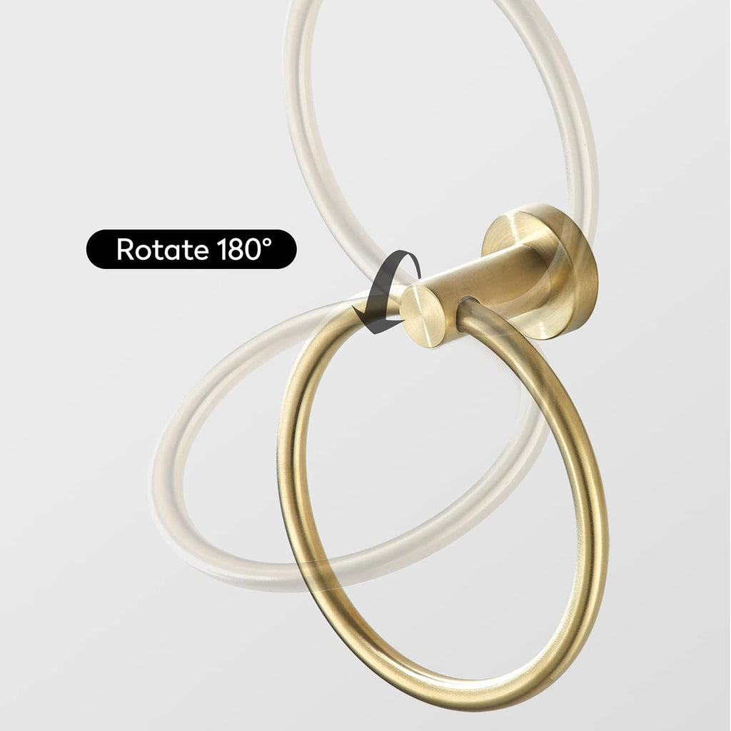 Brushed Gold Bathroom Hardware Set, Gold Toilet Paper Holder Towel Ring and 4 Robe Hooks Hand Towel Holder Bathroom Accessories Kit Wall Mount Stainless Steel, 6 Pieces