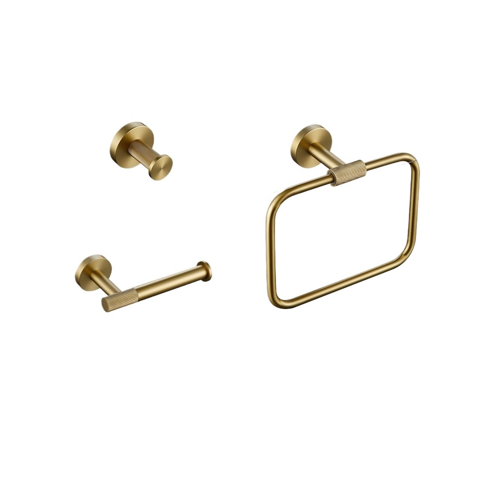 Bathroom Hardware Bathroom Hardware Accessories Set Brushed Gold Knurled Brass Kit Towel Bar Robe Hook Paper Holder Towel Toilet Brush Fashionable(Towel Ring)