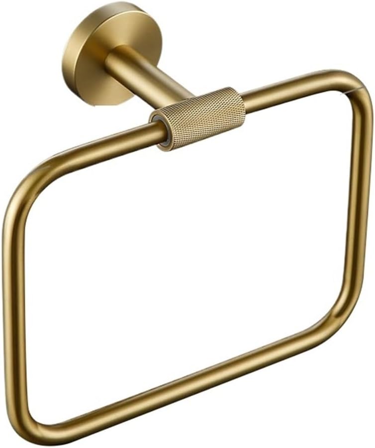 Bathroom Hardware Bathroom Hardware Accessories Set Brushed Gold Knurled Brass Kit Towel Bar Robe Hook Paper Holder Towel Toilet Brush Fashionable(Towel Ring)