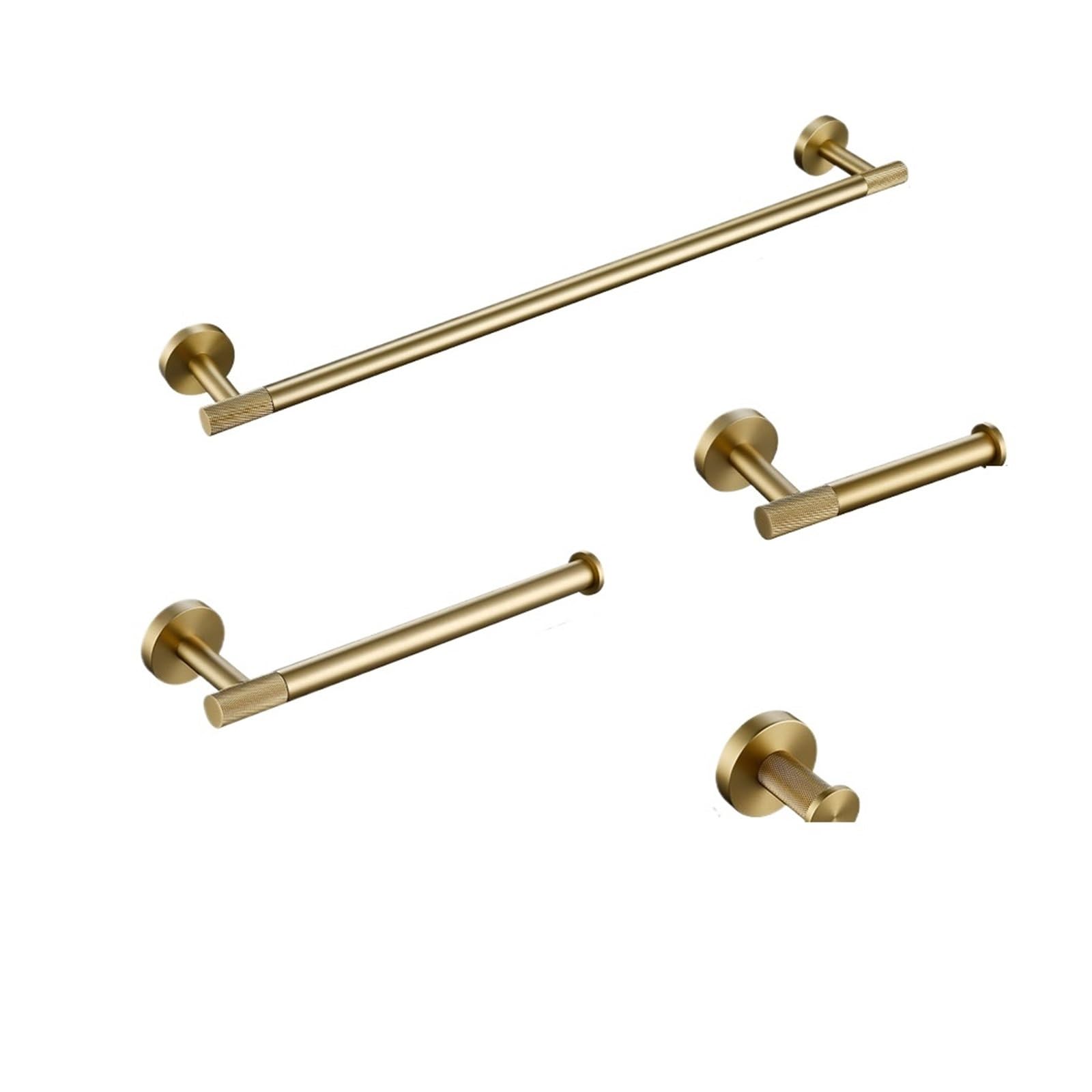 Bathroom Hardware Bathroom Hardware Accessories Set Brushed Gold Knurled Brass Kit Towel Bar Robe Hook Paper Holder Towel Toilet Brush Fashionable(Towel Ring)
