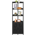HOOBRO Corner Shelf with Storage, Tall Corner Cabinet, 5-Tier Bookshelf Stand, Storage Cabinet with Protective Fence, for Living Room, Rustic Brown and Black BF78CJ01