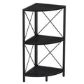 Snughome Corner Shelf with Metal Frame, 3 Tier Rustic Corner Storage Organizer, Freestanding Corner Bookshelf Stand Display Rack for Kitchen, Living Room