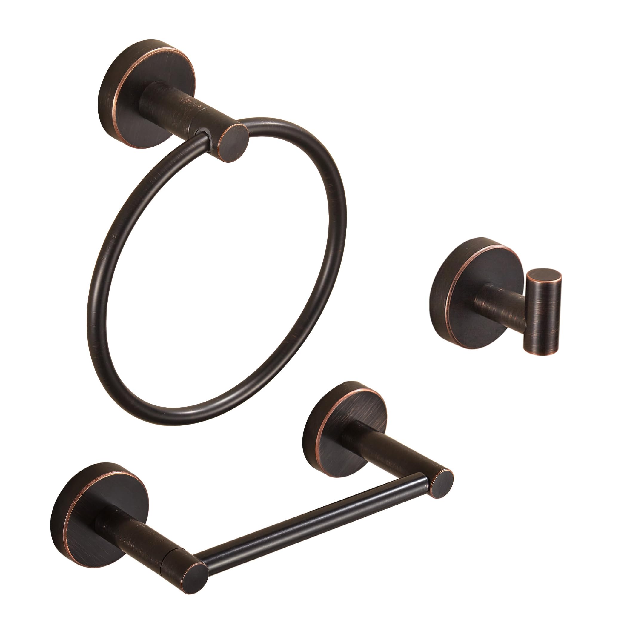 Gold Bathroom Hardware Set, Brushed Gold Toilet Paper Holder Towel Ring Robe Hooks Wall Mount Hand Towel Holder Bath Accessories Stainless Steel, 3 Pieces