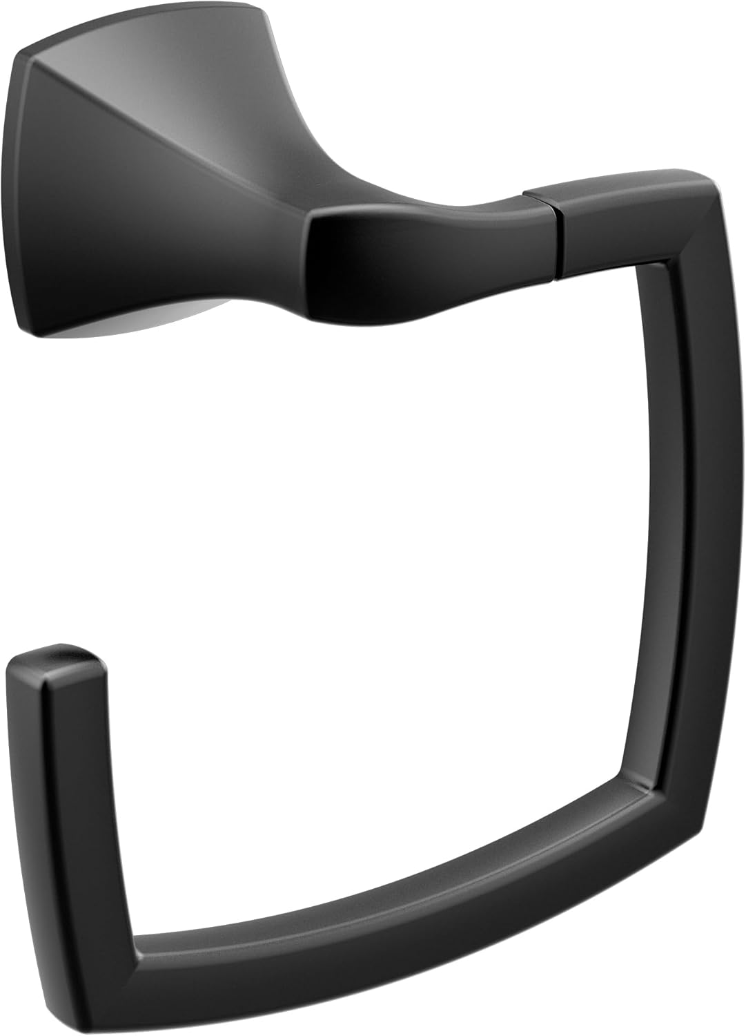 Moen Voss Matte Black Modern Square Wall Mount Bathroom Hand Towel Ring, YB5186BL