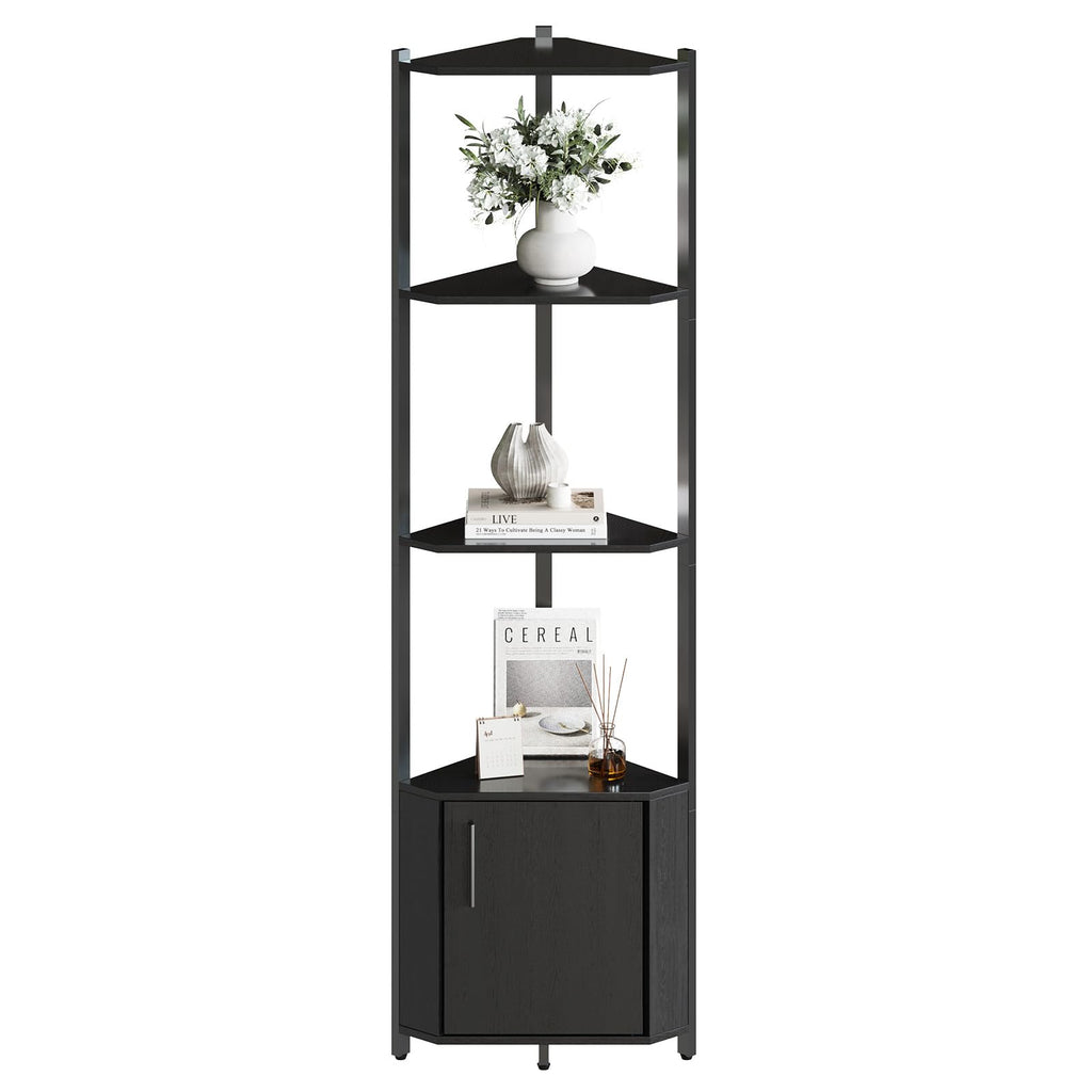 Takywep 58" Tall Metal Frame Narrow Bookshelf with Storage Rack, 5-Tier Corner Shelf Stand, Easy Assembly Display Shelf for Wall Corner, Bedroom, Living Room