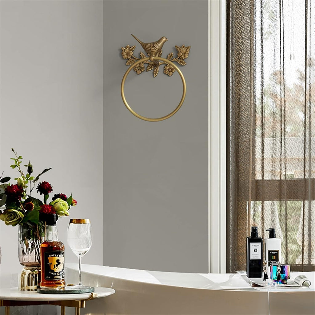Towel Rings Brass 1-piece Bath Towel Set, Bird Towel Ring, Carved Toilet Paper Holder, Creative Towel Bar, 18 Inch Bathroom Accessories
