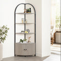73.8'' 4-tier industrial wood-metal freestanding corner storage shelf with cabinet for multi-room use