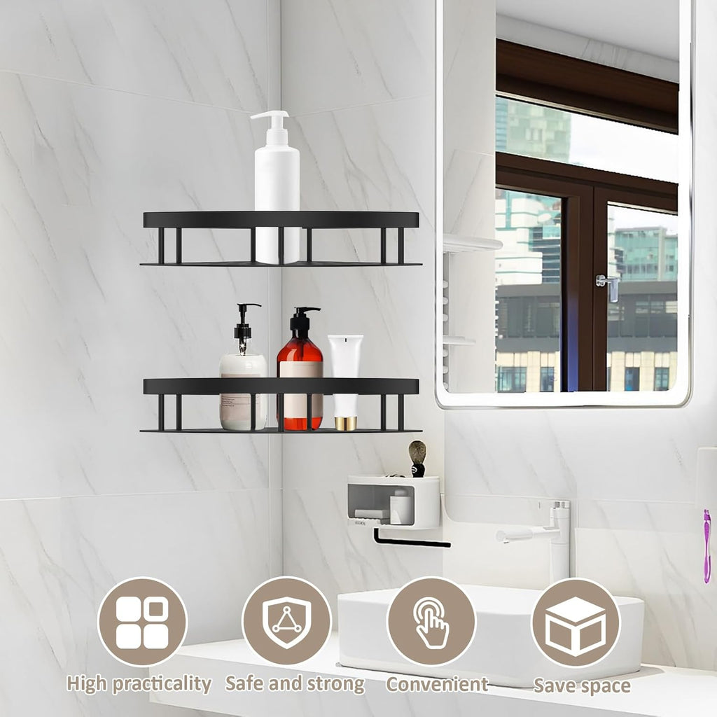 6 Pack Adhesive Corner Shower Caddy 40LB Corner Shelf Set Rustproof Aluminum No Drilling Wall Mounted Shampoo Holder Organizer Storage Rack Bathroom Shower Shelves for Inside Shower