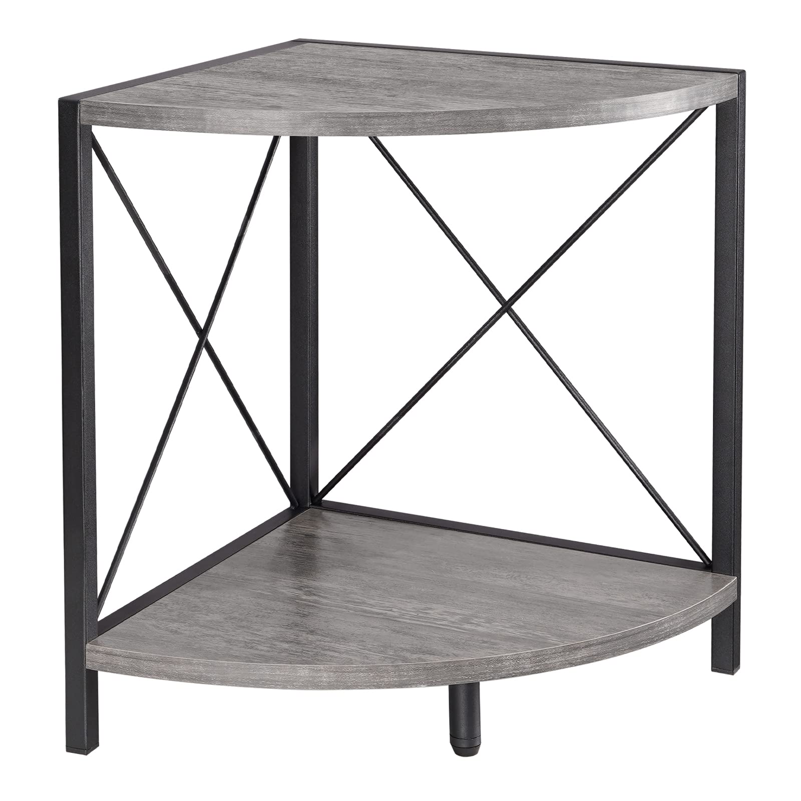 Snughome Corner Shelf with Metal Frame, 3 Tier Rustic Corner Storage Organizer, Freestanding Corner Bookshelf Stand Display Rack for Kitchen, Living Room