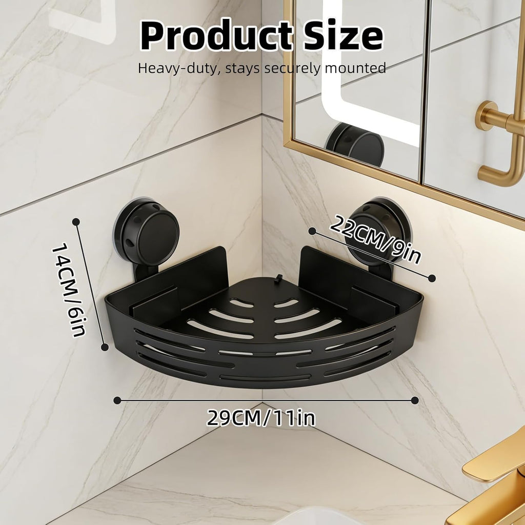 Triangle Shower Caddy Suction Cup, No Drill Bathroom Corner Shelf, Shower Corner Storage Organizer for Towels & Bathroom Essentials
