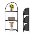 Crofy Foldable 3 Tier Corner Shelf, Metal Corner Plant Stand with White Frame and Transparent Shelves, Corner Display Rack Multipurpose Shelving Unit for Living Room, Bedroom, Bathroom
