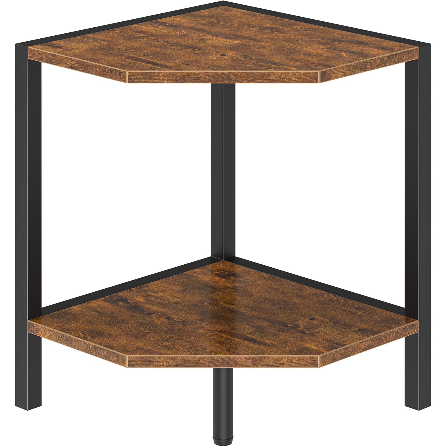 Creso hom Corner Shelf, 3-Tier Industrial Corner Bookshelf with Metal Frame, Multipurpose Corner Display Rack for Living Room Kitchen Bedroom Office Organization and Storage, Rustic Brown