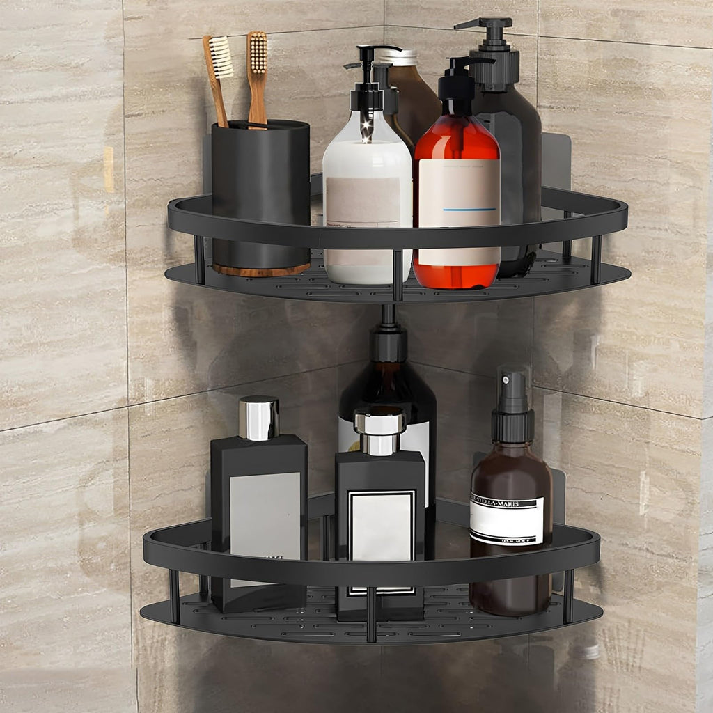 6 Pack Adhesive Corner Shower Caddy 40LB Corner Shelf Set Rustproof Aluminum No Drilling Wall Mounted Shampoo Holder Organizer Storage Rack Bathroom Shower Shelves for Inside Shower
