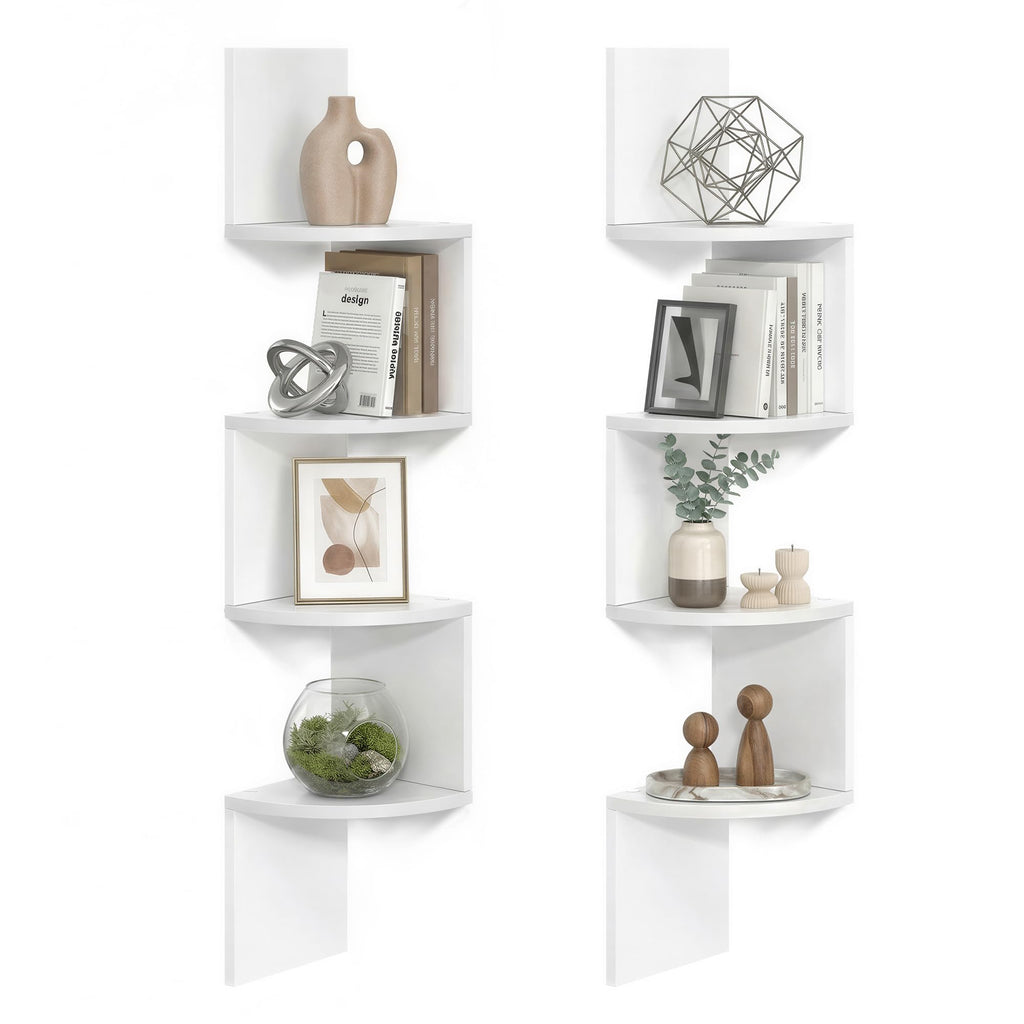 VASAGLE Corner Shelf with Storage, 5-Tier Corner Storage Cabinet, for Living Room, Bedroom, Kitchen, Bathroom, Ebony Black and Ink Black ULBC580B01