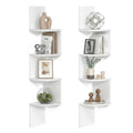 VASAGLE Corner Shelf with Storage, 5-Tier Corner Storage Cabinet, for Living Room, Bedroom, Kitchen, Bathroom, Ebony Black and Ink Black ULBC580B01