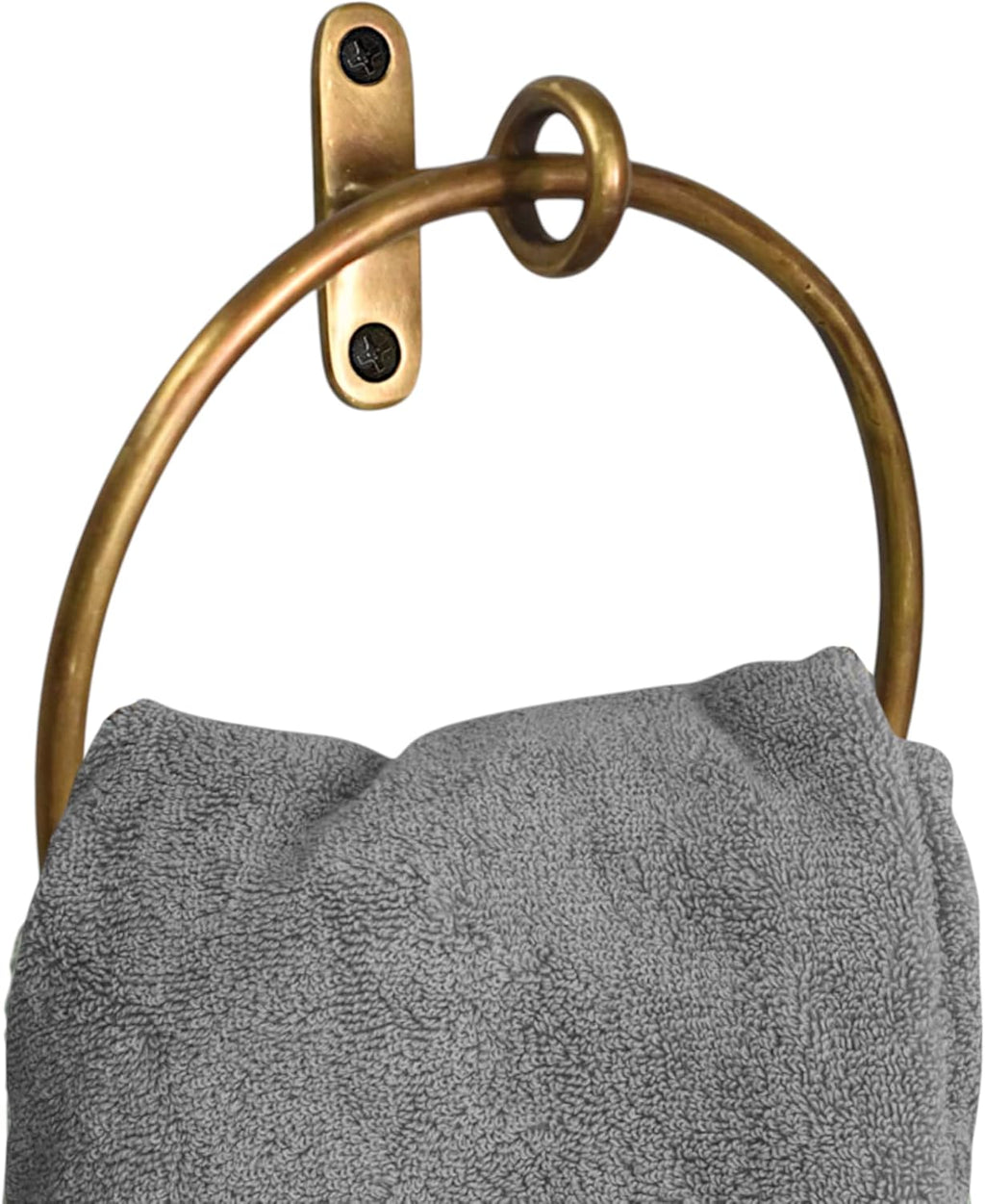Handmade Antique Brass Minimalist Round Towel Ring for Bathroom & Kitchen